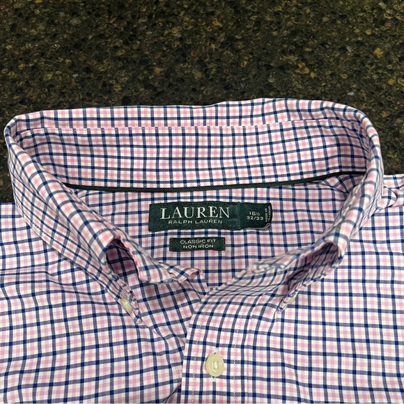 LAUREN by Ralph Lauren Pink Navy White Plaid Womens Button-Down Shirt Top Blouse - Picture 2 of 7